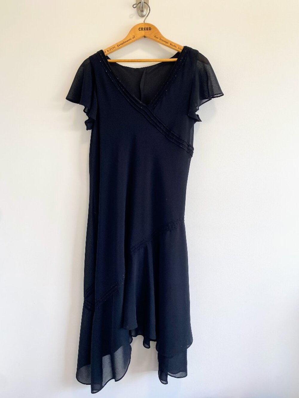 Vintage Black Chiffon Midi Dress / Y2K